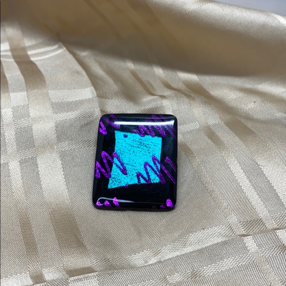 Vtg Hera Lee Marked Black Rectangular Earrings - image 2